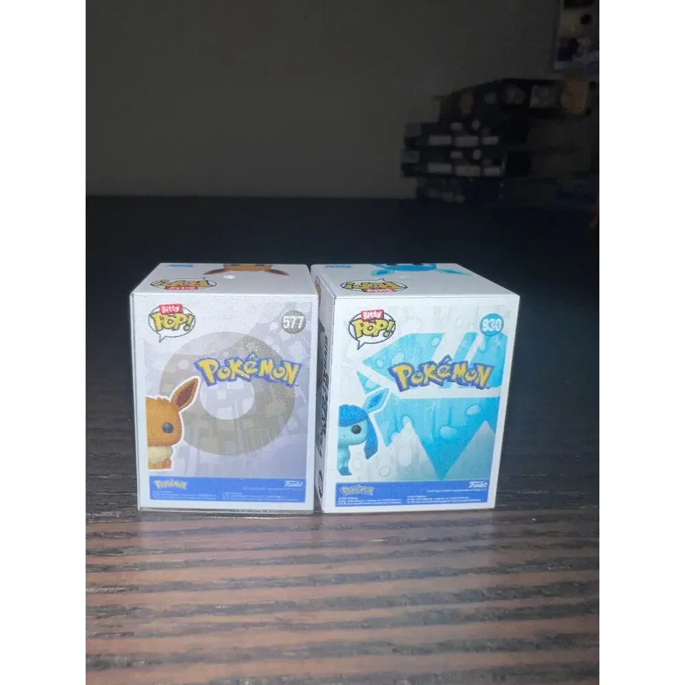 2 BITTY 1-Inch Funko Pops Eevee & Glaceon #577 & #930 Pokemon Ice Evolution TCG